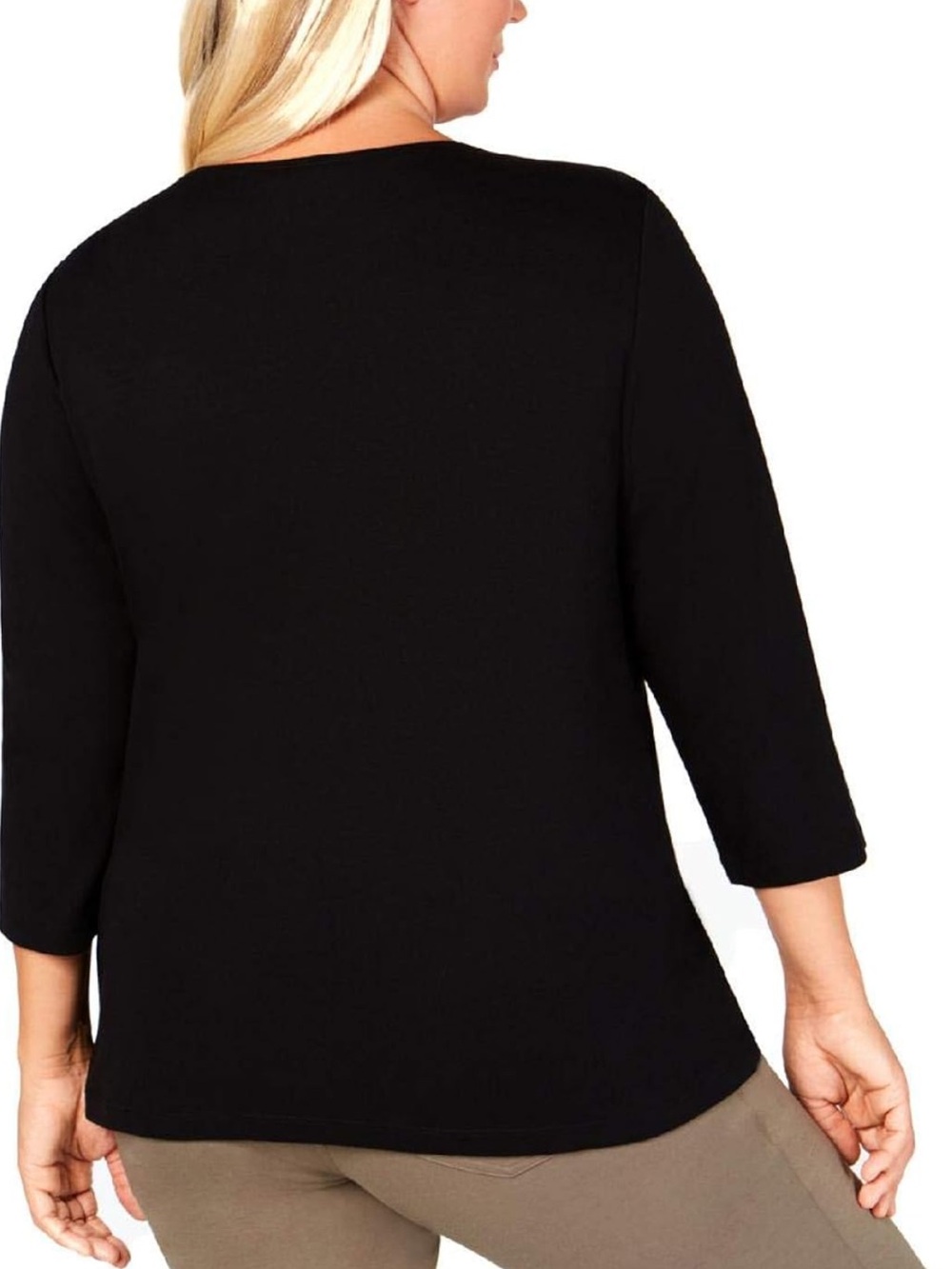 Karen Scott Pumpkin Cotton Autumn Harvest Embellished Top 1X NWT - Picture 3 of 9